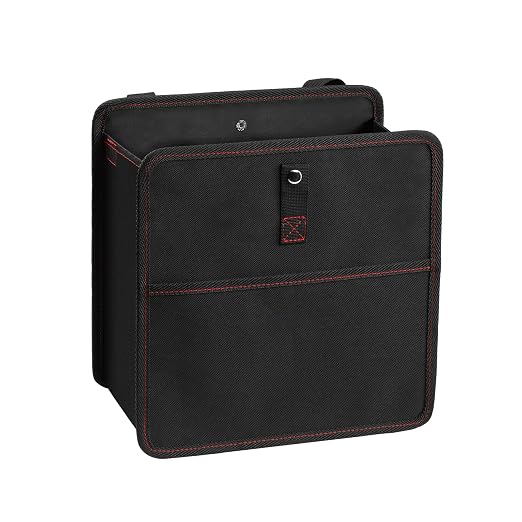 YSSOA Foldable Car Trash Can with Storage Pockets, Car Garbage Can with Adjustable Straps, Waterproof & Leakproof, 3 Gal