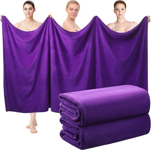 Mixweer 2 Pcs Oversized Bath Towel, 40 x 80 Inch, Dark Purple