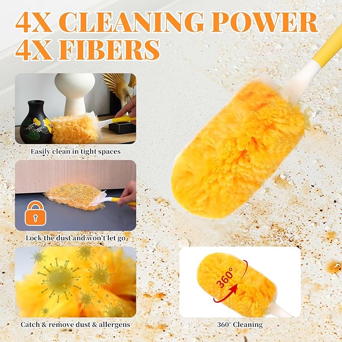 20 Count Duster Refill for Swiffer Duster with 1 Handle, Heavy Duty Duster Refills, 360 Dusters Refills Kit, Disposable Dusters for Swiffer Duster Extended Handle for Cleaning