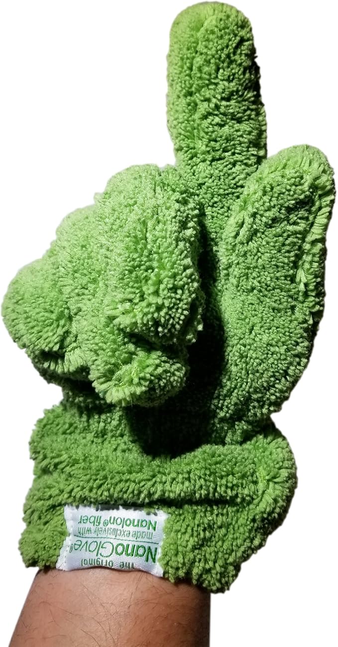 Nano Glove - Green Household Kitchen Cleaning Hand Glove | Replaces Paper Towels Microfiber Wipe Cloths & Feather Dusters | All Purpose Surface Cleaner for Window Stainless Steel Dusting (L-XL)