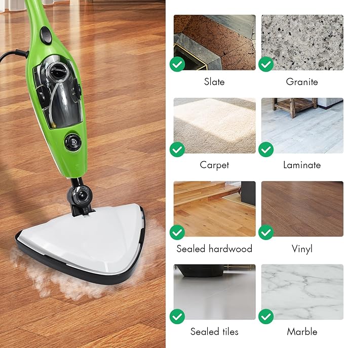 iMeshbean 10-in-1 Steam Mop, Floor Steamer, Carpet Steam Cleaner, Handheld Steam Cleaner for Laminate, Hardwood, Tile, Floor, Carpet Cleaning