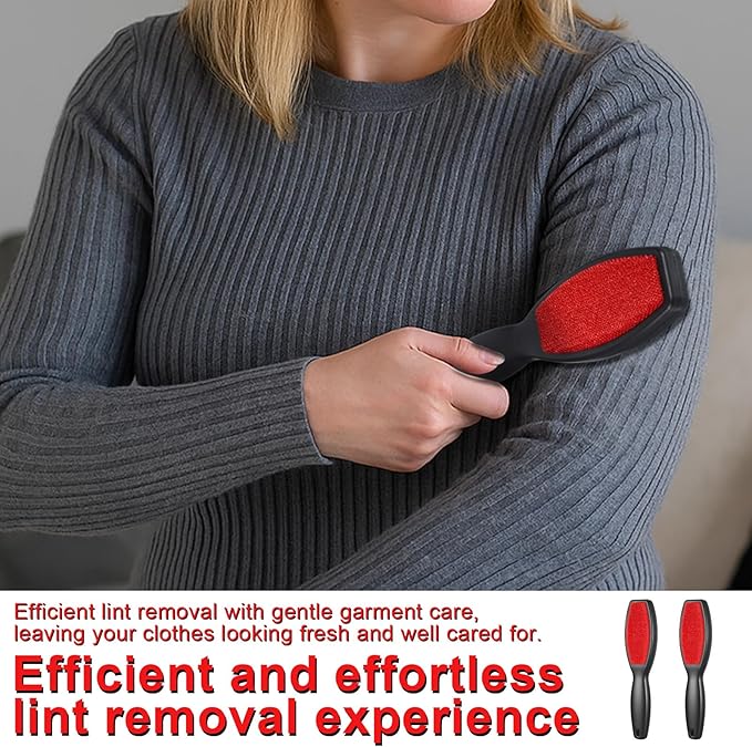 2 Pcs Lint Brushes for Clothes, Dual Sided Remover Lint Brush Reusable Pet Hair Remover Sheet and Carpet Cleaning Brush for Clothes Sheet Carpet Furniture Fabric