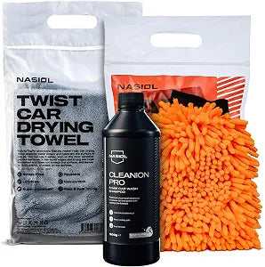 Nasiol Car Washing Set-Car Wash Shampoo, Car Drying Towel, Car Wash Mitt-Up to 25 Washes