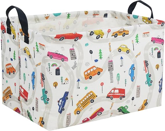 Essme Rectangular Basket,Car Storage Basket with Handles for Room Decor,Racing Storage Bin（Car）