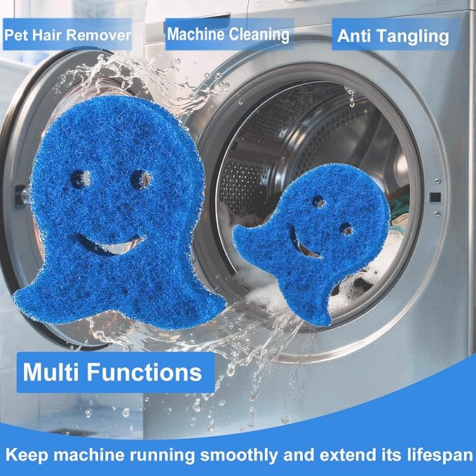 Pet Hair Remover for Laundry, 6PCS Reusable Dog & Cat Hair Remover Tool - Removes Pet Fur, Hair, Lint, Dander from Clothes &Washing Machine. (Blue, Octopus)