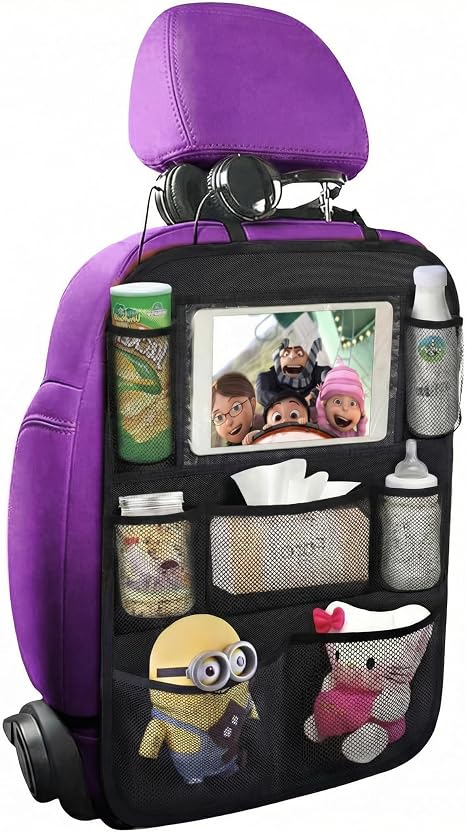 ONE PIX Backseat Car Organizer Mats Back Seat Organizers and Storage Bag with Touch Screen Tablet Holder for Kids Toddle