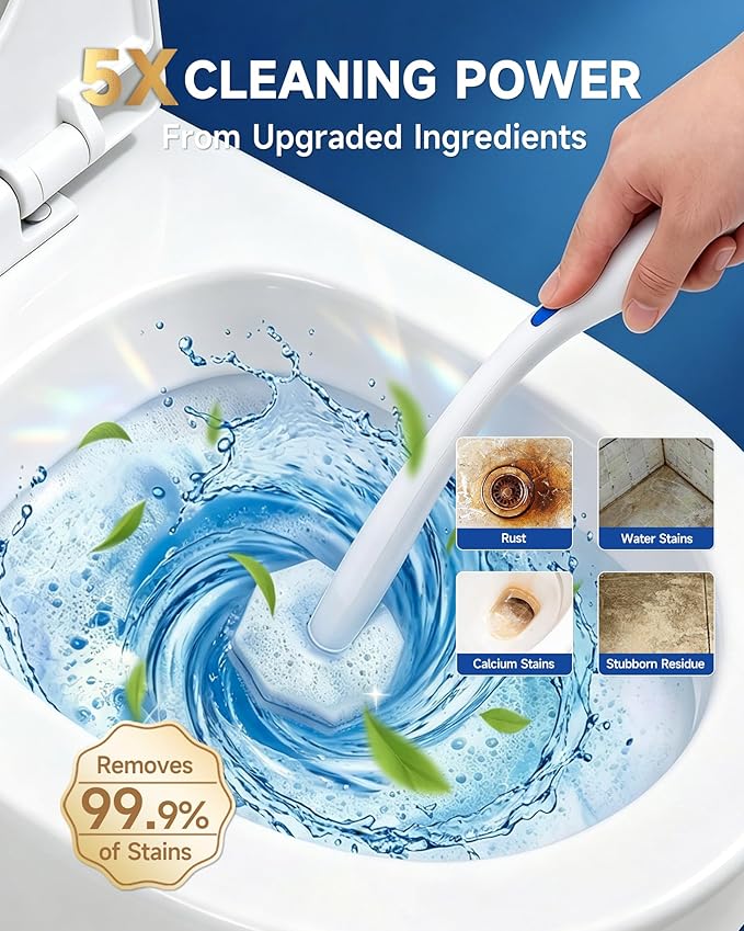 60 Count Toilet Wand Refills for Clorox, 5X Cleaning Power Toilet Bowl Wand Refills & High-Density Disposable Toilet Brush Scrubber - No Falling Apart, Instant Foam for Bathroom Cleaning