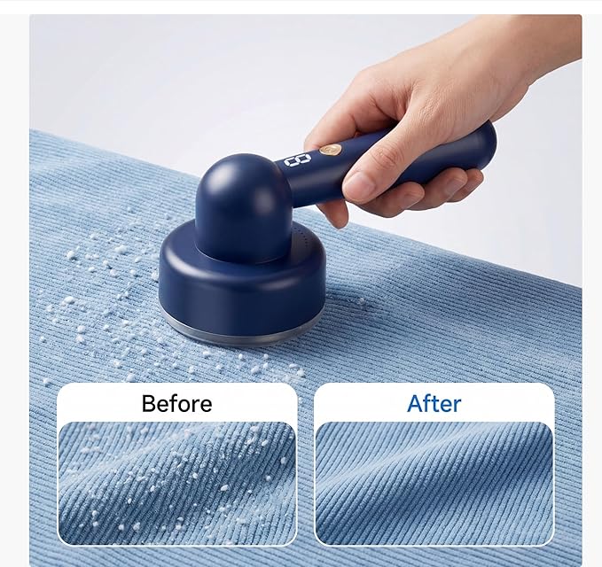 DBC Fabric Shaver & Lint Remover for Clothes, Sweaters & Furniture - 6-Leaf Blade, 3 Speeds, 2H Runtime, Portable Design Perfect for Travel, Includes 2 Extra Blades