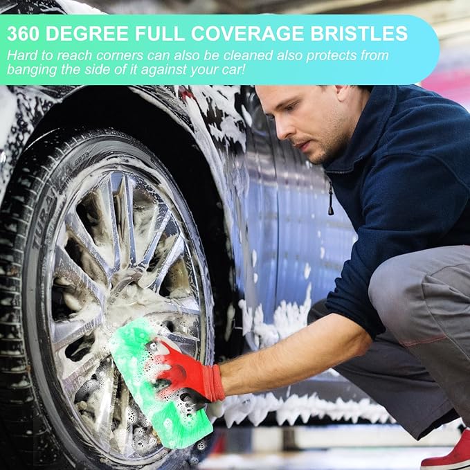 Tanlade 2 Pcs Car Wash Brush Head with Soft Detailing Bristle Flow Through Car Cleaning Brush Exterior Wash Equipment for Auto Truck RV Boat Camper(12 Inch,Green)