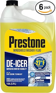Prestone AS250-6PK De-Icer / Winter Windshield Washer Fluid, 1 Gallon, (Pack of 6)