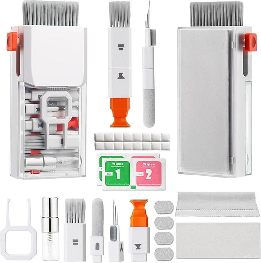 32PCS Upgraded Keyboard Cleaning Kit, 13-in-1 Electronics Cleaner Tool with Dust Cleaning Putty, Microfiber Cloth, Wipes-Cleaning Set for iPhone, AirPods, iPad, Laptop, PC Screen, Monitor, Camera