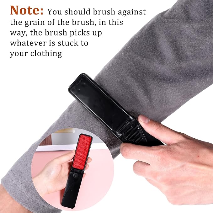 Foldable Lint Brush for Clothes, 4 Pcs Portable Travel Size Lint Remover Brush Reusable Mini Compact Lint Removal Tool for Furniture Couch Sofa Pet Hair Fabric Fluff Dust Removal (Black)