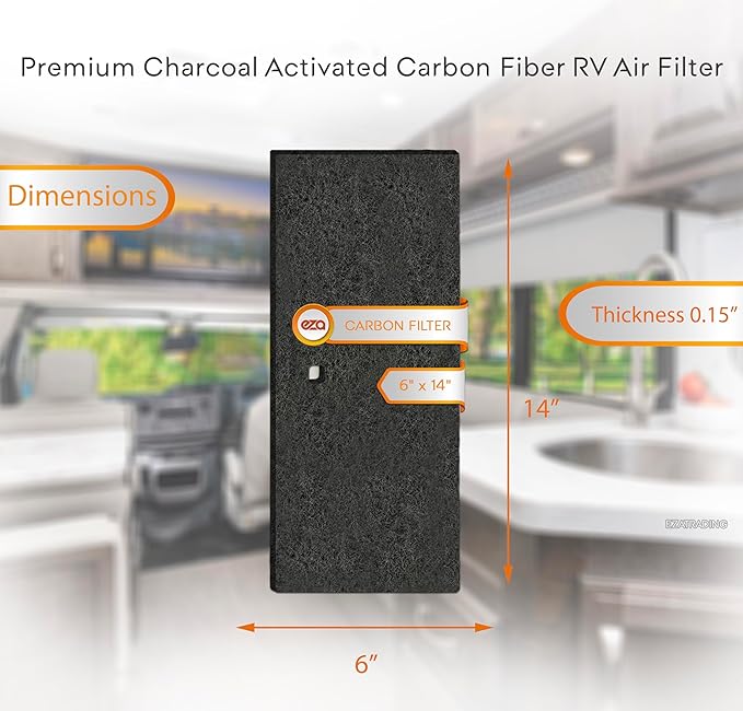 RV Premium Charcoal Activated Carbon Fiber Air Conditioner Filter - Air Duct AC Carbon Filter Replacement for RV AC Vent (4 Pack, 6" x 14")