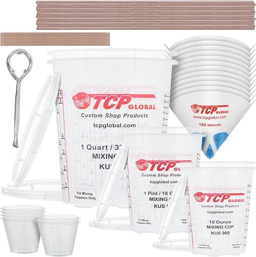 TCP Global Complete Paint Mixing Kit - 12 Cups with Lids, Mixing Sticks