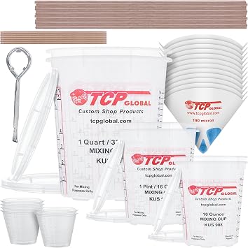 TCP Global Complete Paint Mixing Kit - 12 Cups with Lids, Mixing Sticks