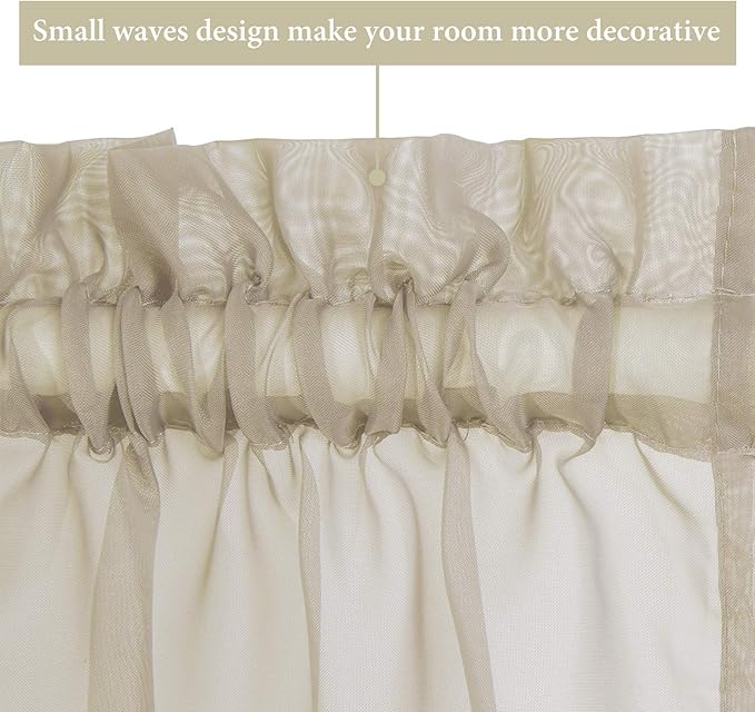 MIULEE 2 Panels Sidelight Curtains for French Door Sheer Panels Light Filtering Window Treatment for Narrow Door 40 x 72 Inches with Tieback - 2 Panels, Beige