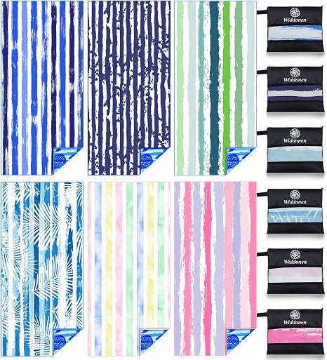 Widdonen Microfiber Beach Towel,Extra Large 6 Pack-71x32 with Bag Travel