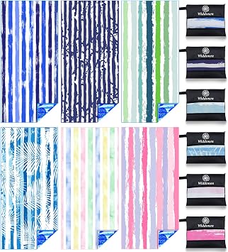 Widdonen Microfiber Beach Towel,Extra Large 6 Pack-71x32 with Bag Travel