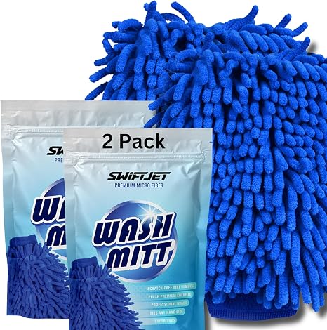 Ultra Plush Microfiber Car Wash Mitt - Scratch-Free, Lint-Free, Extra Absorbent, Machine Washable - Detailing Chenille C