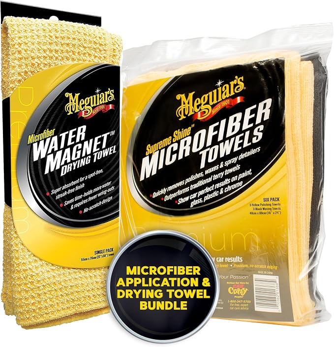 Meguiar's Water Magnet Microfiber Drying Towel Supreme Shine Microfiber Towels 6 Pack Bundle