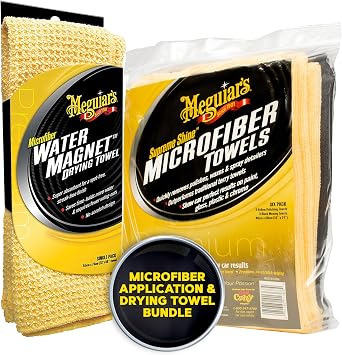 Meguiar's Water Magnet Microfiber Drying Towel Supreme Shine Microfiber Towels 6 Pack Bundle
