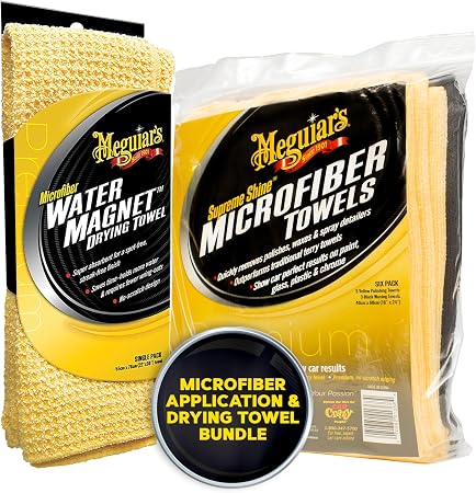 Meguiar's Water Magnet Microfiber Drying Towel Supreme Shine Microfiber Towels 6 Pack Bundle