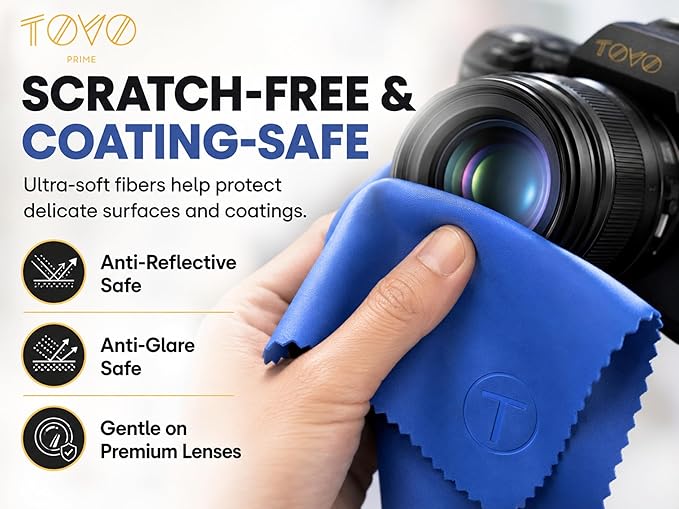 Extra Large Microfiber Cleaning Cloth – 3 Pack, 12"x12", 230 GSM Thick Lens Cleaner for Glasses, Camera & Screens, Ultra Soft, Streak-Free, Lint-Free, Scratch-Safe (Core Series)