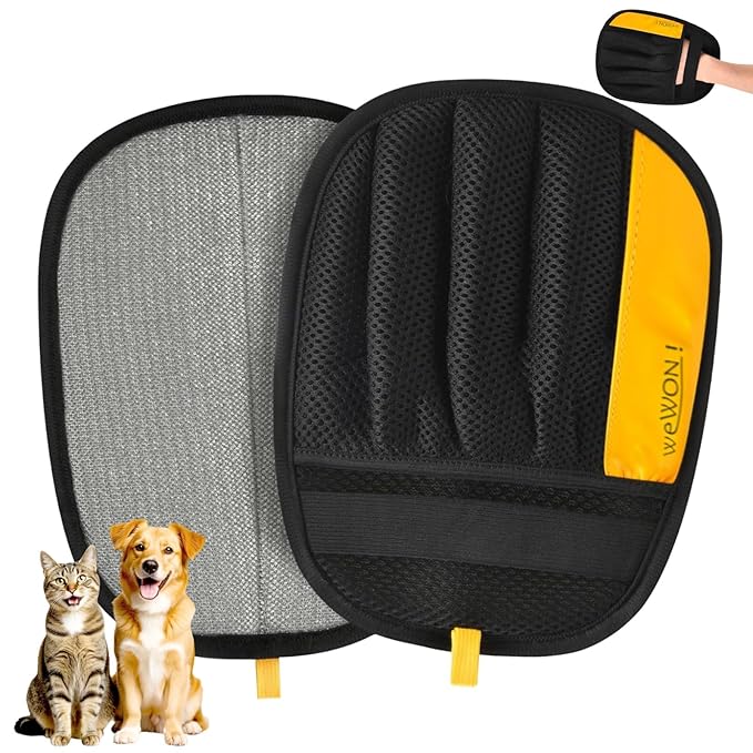 Upgraded Electrostatic Pet Hair Removal Glove for Dogs & Cats 5-Finger Magic Brush Design Reusable Hair Remover for Couch, Carpet, Car Seat, Laundry & Clothing Quick Cleaning Tool for Pet Owners