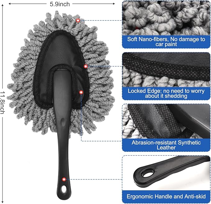 Car Interior Duster Detailing Brush Set Cleaning Gel Kit, Soft Microfiber Towels Dash Vent Dusting Car Slime Putty Detailing Brushes Accessories Tools for Car Decoration Auto Truck SUV RV