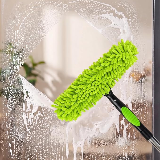 Professional 67" Window Squeegee, 3-in-1 Rotatable Squeegee for Window Cleaning with Extension Poles, Window Cleaner Tool Kit for Indoor & Outdoor High Windows and Car Glass