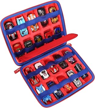 Mchoi Case Storage for HotWheels 20 Cars, Toy Car Organizer for Your Matchbox Cars Storage, Red, Case Only