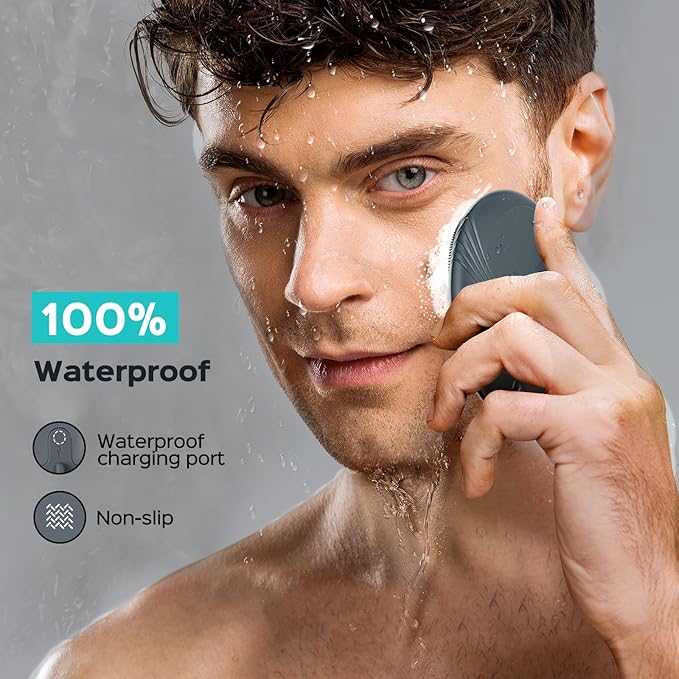 COSLUS FBS01 Facial Cleansing Brush Face Scrubber: Portable Silicone Waterproof Rechargeable Face Wash Brush, 5 Cleansing Modes, Electric Deep Cleaning for Men & Women, Removing Blackhead Exfoliating