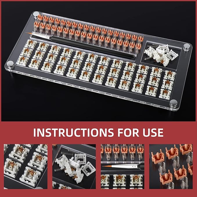 RUNJRX 36 Switches Acrylic Lube Station for Keyboard Switch,GPL 205G0 0.53oz/15g, Switch Opener for MX Cherry Akko Panda Kailh Switch Tester,Switch Lube Kit for Gaming Keyboard