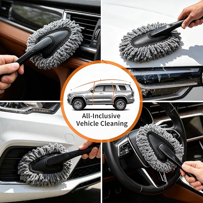 Car Detailing Brush Kit Interior & Exterior Cleaner, Ultra Soft Boars Hair Car Interior Detailing Brushes, 6 Different Detailing Brushes for Auto Detailing, Dashboard, Vents, Wheels and Tires