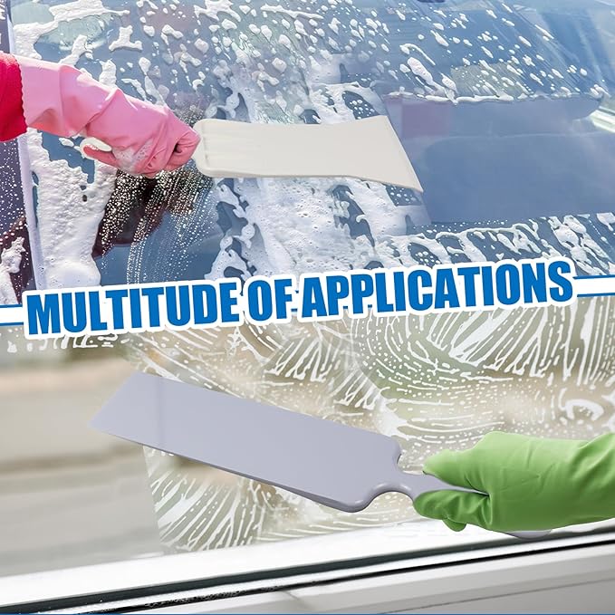 Hovom 2PCS Car Bulldozer Squeegee, Long Handle Tint Tools, Scrubber Bulldozer Squeegee for Car Window Cleaning/Vinyl Wrap/Snow Frost Ice Removal, Auto Flat Glass Tint Squeegees (2PCS: Gray+White)