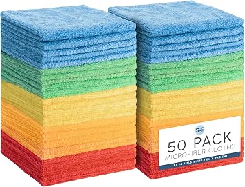 S&T INC. Microfiber Cleaning Cloth, 50 Pack, 11.5" x 11.5"