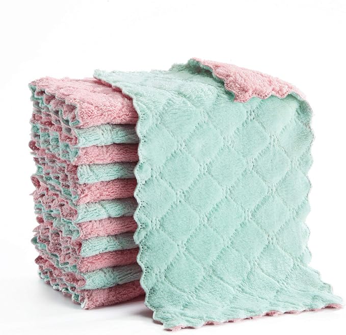 Hypermotion Microfiber Cleaning Cloth, Kitchen Towels, Double-Sided Microfiber Towel Lint Free Highly Absorbent Multi-Pu