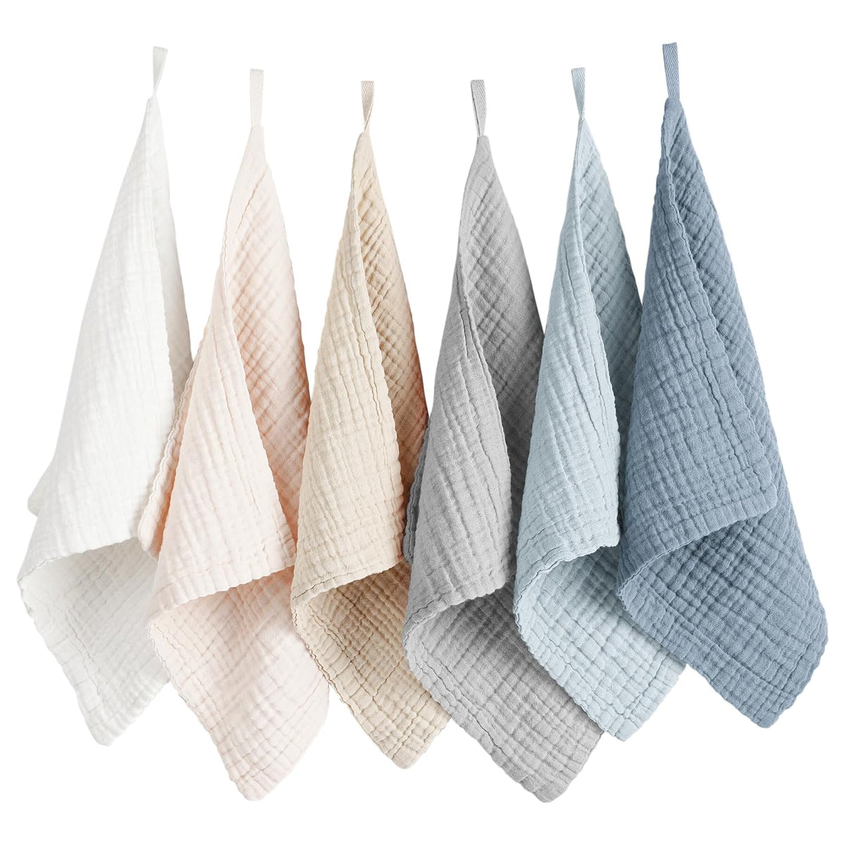 6 Pack Face Cloths, 100% Muslin Cotton Wash Cloth for Washing Face