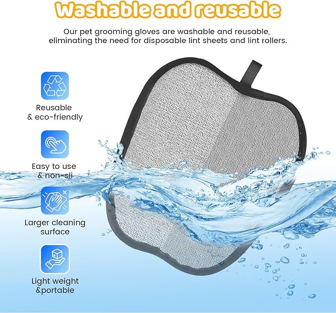 Pet Hair Removal Glove for Dogs & Cats, Sankell Upgraded Reusable Electrostatic Pet Hair Remover Glove, Magic Brush Mitt Tool for Couch, Furniture, Bed, Clothing, Carpet, Car Seat