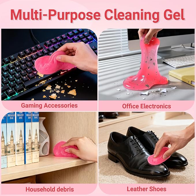 ColorCoral Universal Cleaning Gel Keyboard Dust Cleaner for Office Electronics Product,Cleaning Putty for Car Detailing Laptop Dusting Kit Computer Dust Remover,Computer Cleaning Accessories,Rose Pink