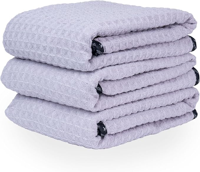 Chemical Guys, Waffle Weave Glass & Window Towel, Lavender, 25 x 36, 3 Pack
