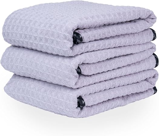 Chemical Guys, Waffle Weave Glass & Window Towel, Lavender, 25 x 36, 3 Pack