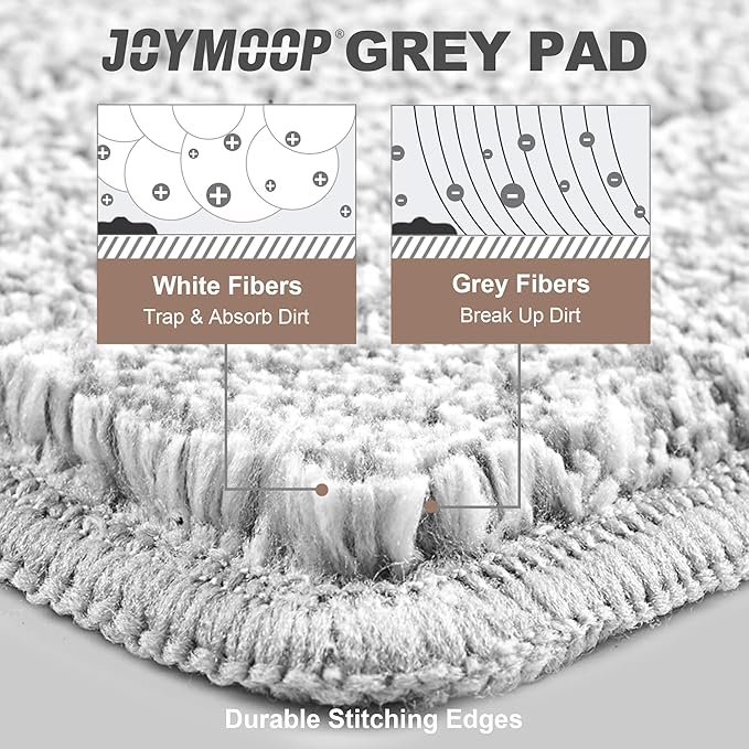 JOYMOOP Microfiber Flat Mop Pads, Washable Replacement Pads for 13 Inch Mop System, Grey, Pack of 4