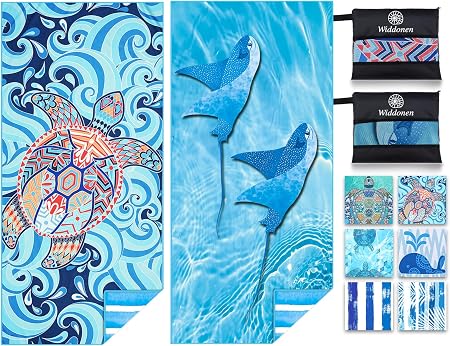 Widdonen Microfiber Beach Towel,Extra Large 2 Pack-71x32 with Bag Travel