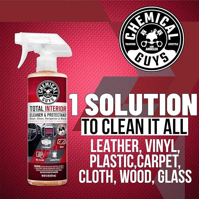 Chemical Guys Total Interior Cleaner & Protectant - Black Cherry, Car Cleaning Spray, Cleans and Protects Leather, Vinyl, Plastic, Rubber, and Glass, Safe for Trucks, SUVs, Jeeps, RVs & More - 16 oz