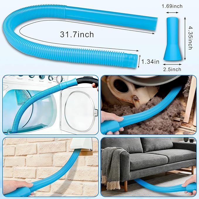 Universal Dryer Vent Cleaner Kit with Vacuum Hose - 4-Piece Lint Brush & Attachment Set for Clothes Dryer, Shop Vac Accessories, Lint Trap Cleaner & Home Maintenance Tools