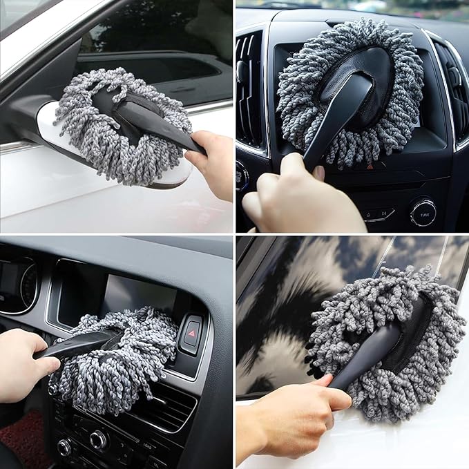 Car Interior Duster Detailing Brush Set Cleaning Gel Kit, Soft Microfiber Towels Dash Vent Dusting Car Slime Putty Detailing Brushes Accessories Tools for Car Decoration Auto Truck SUV RV