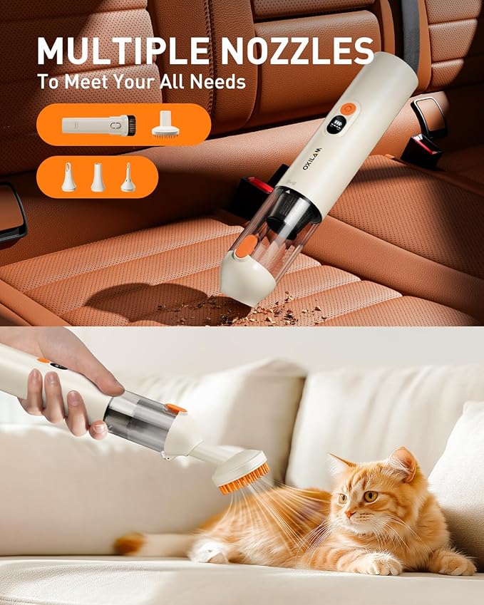 OXILAM Car Vacuum Handheld Vacuum Portable Cordless-14000PA High Power, Blow & Suction 2 in 1, Up to 30 Mins Runtime, Small Vacuum Cleaner for Home, Pet, Car, Office, Ideal Gifts for Men & Women
