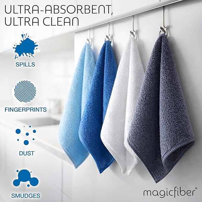 MagicFiber Microfiber Cleaning Cloth - Higher Quality, Larger Size - Micro Fiber Cloth for Cleaning Rags, Dust Cloths, Kitchen Dish Towels (12 Pack, 13”x11”)