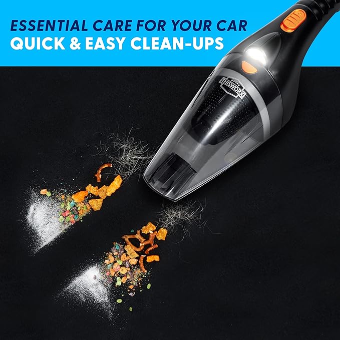 ThisWorx Car Vacuum Cleaner 2.0, Portable Handheld Mini Vacuums Cleaner W/ 16ft Cord, LED Light, Bag, & Attachments- Small Vac for RV, Boats, Travel, Car Accessories, Lightweight